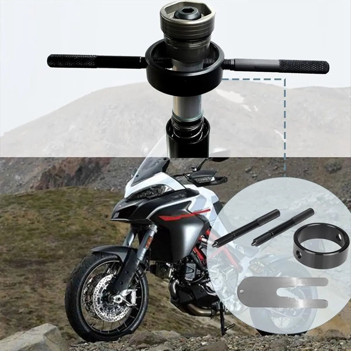 Super Sale Motorcycle Fork Service Tool Kit, Fork Spring Compressor Tool and Front Fork Oil Level Tool Kit, Fork Maintenance Too
