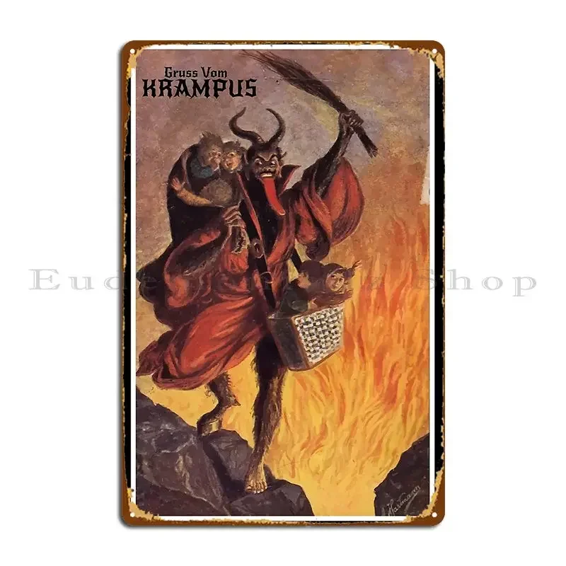 Gruss Vom Krampus Merry Christmas Demon Metal Plaque Bar Club Cave Customized Club Tin Sign Poster