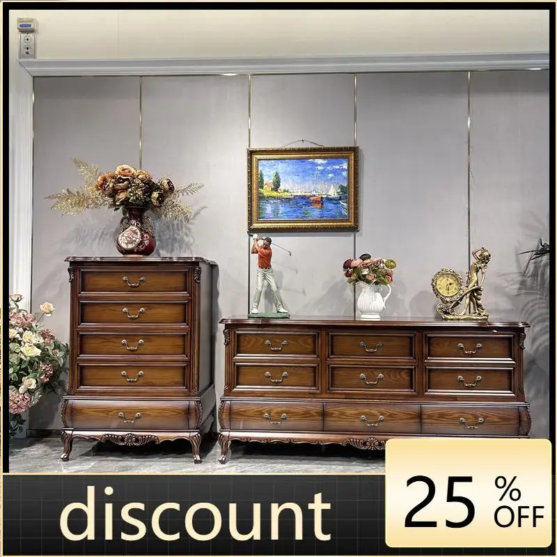 LMM retro classic six-chest cabinet European bedroom solid wood furniture bucket cabinet drawer side cabinet