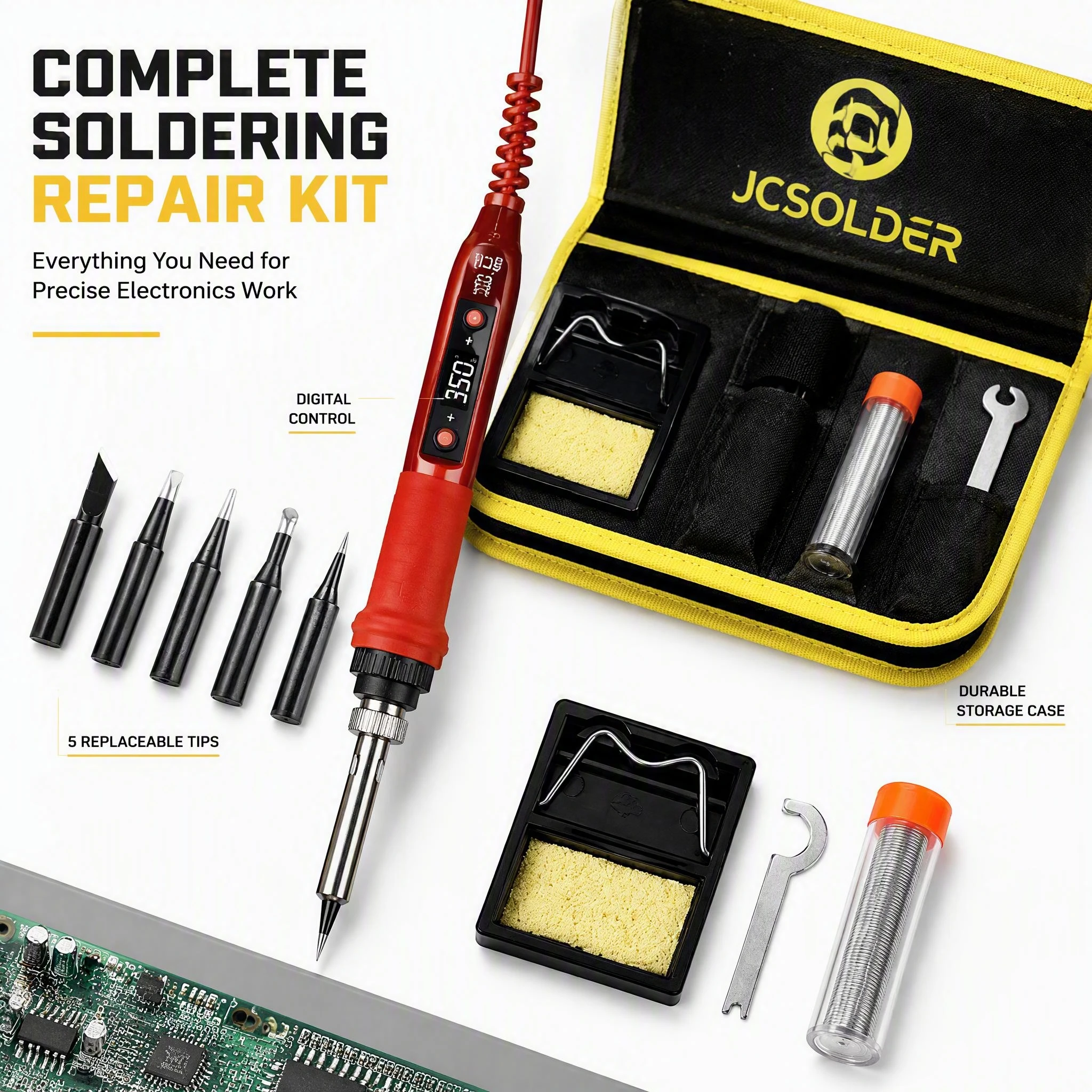 JCD 908S Electric Soldering Iron 80W with LCD Digital Temperature Display Adjustable 220V/110V Welding Repair Hand Tool