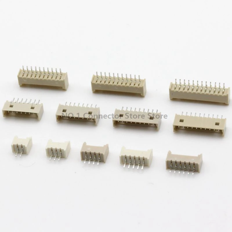 50pcs MICRO JST 1.25 1.25MM Pitch Connector 2P 3P 4P 5P 6P 7P 8P 10P-12PIN Straight Pin Header/Right Angle Curved Needle Socket