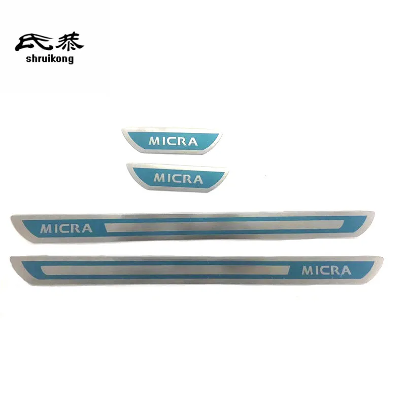 4PCS/SET Stainless Steel Fit For 2014-2023 Nissan MICRA Ultra-Thin Auto Door Sill Pedal Scuff Plate Cover Car Accessories
