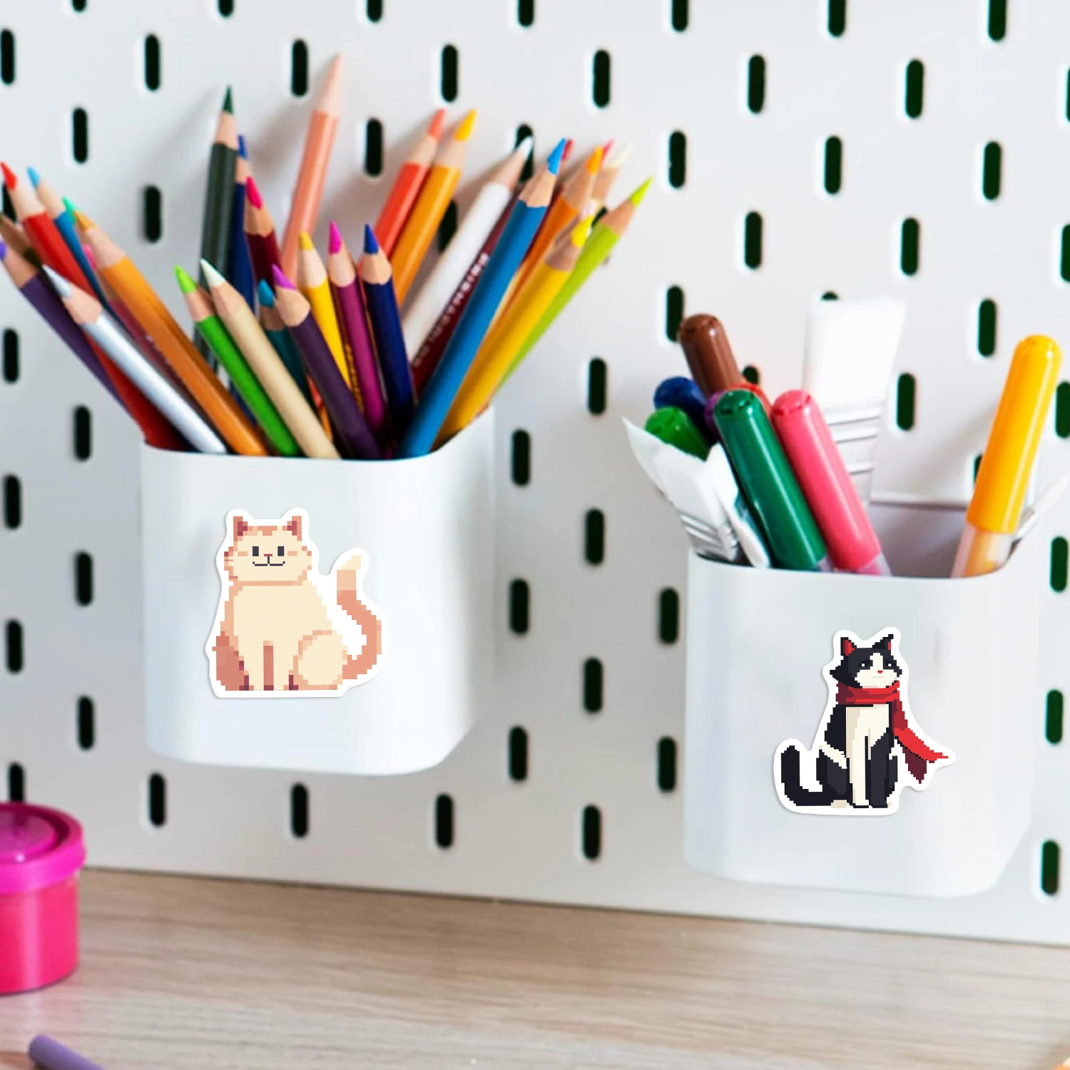 50ชิ้นการ์ตูนน่ารักพิกเซลสติ๊กเกอร์ไวนิลแล็ปท็อปสติกเกอร์รูปแมวสำหรับกระบอกน้ำกระเป๋าโน๊ตบุ๊คกราฟฟิตีกันน้ำสติกเกอร์เด็ก