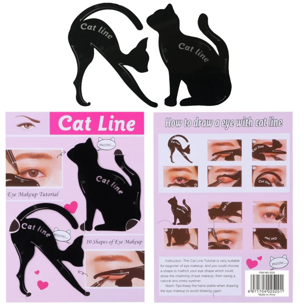 2pcs Eyeliner Stencils Cat Line Eyeliner Stamps Eye Template Shaper Cat Pro Eye Liner Card Model Makeup Tools