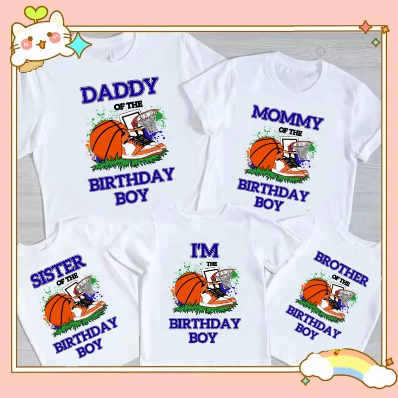 Family Matching Basketball Party TShirts Personalized Baller Party T Shirts Boys Any Age Name My Kids Shirts T-Shirts