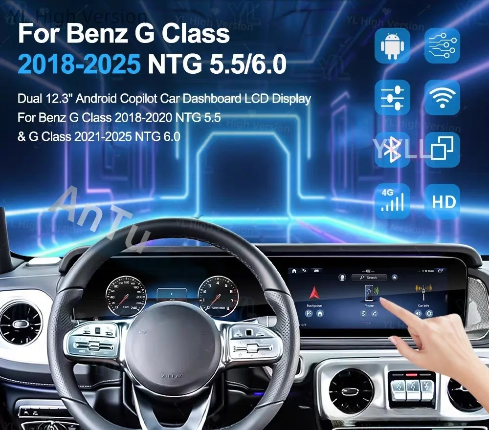 Dual Screen For Mercedes Benz G Class W463 2013-2025 Wireless CarPlay LHD RHD Car Radio GPS Multimedia Player Android Video 4G J