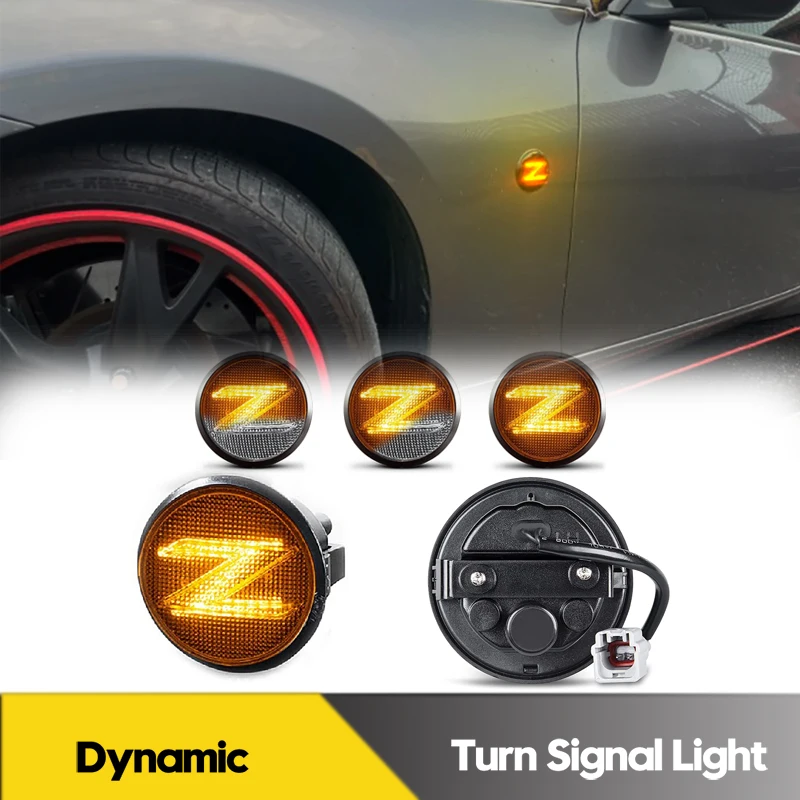 

2Pcs No Error For Nissan 370Z Z34 Coupe 09-20 LED Dynamic Side Marker Light Turn Signal Sequential Blinker Lamps Car Accessories