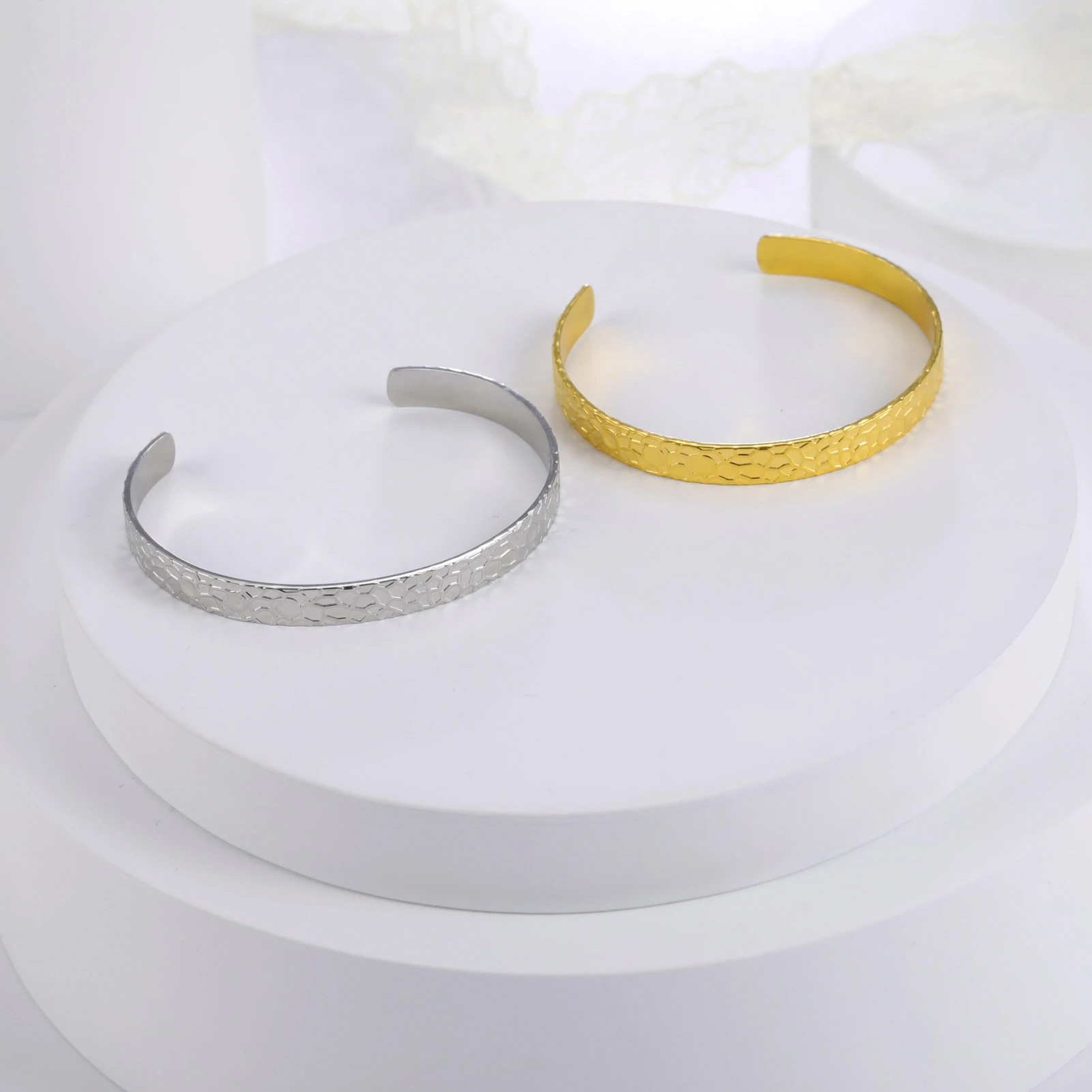 Picture 7: Skyrim Minimalist Irregular Geometric Cuff Bracelet Stainless Steel Adjustable Open Bangle Fashion Jewelry Gift for Women Lover