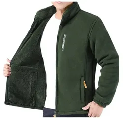 2024 Winter Men's Cashmere Jackets Casual Male Outwear Velvet Windbreaker Jackets Mens Soft Fleece Warm Coat Brand Clothing