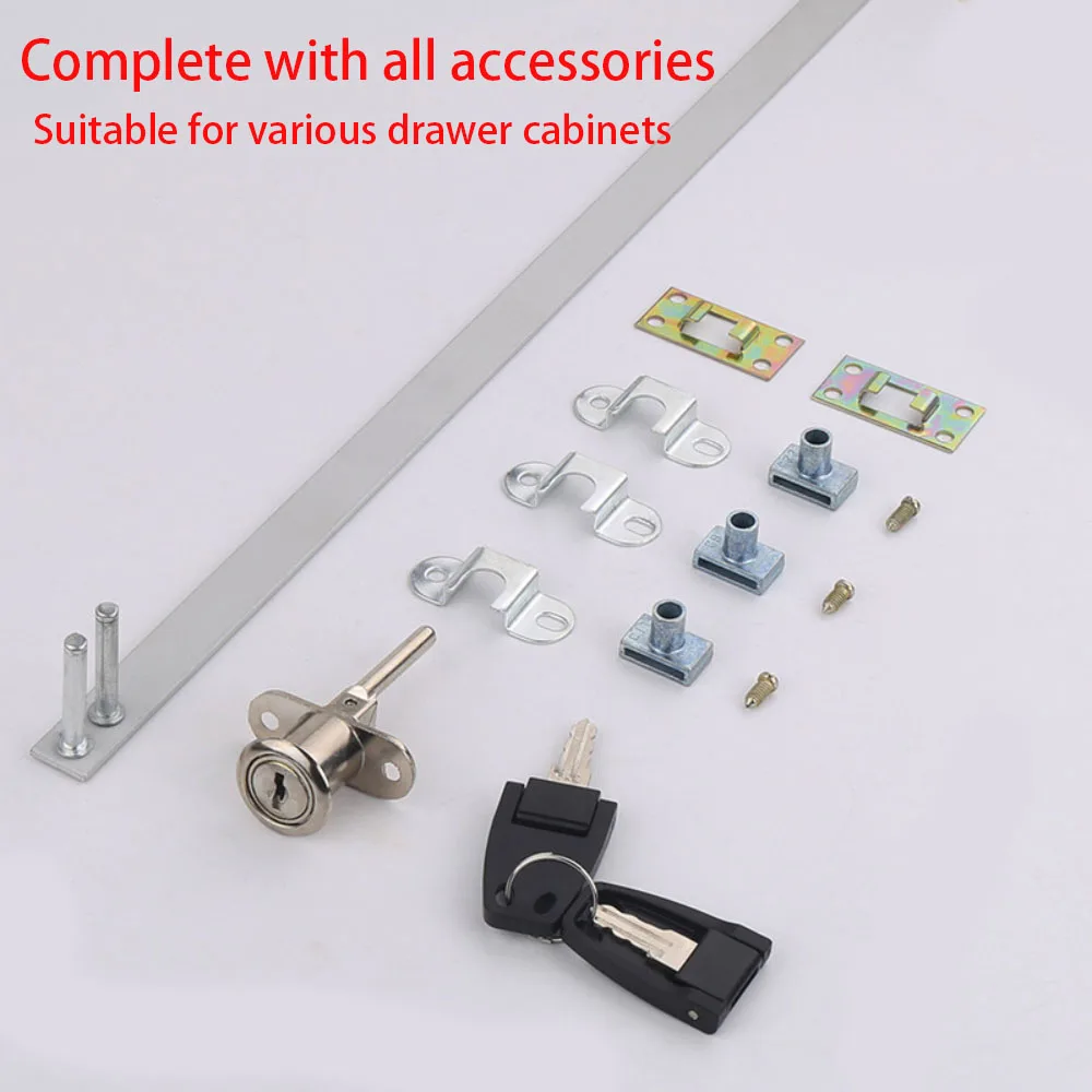 1Pcs Zinc Alloy Lrawer Lock Office Filing Cabinet Low Cabinet Linkage Lock Front And Side Triple Lock Furniture Accessories
