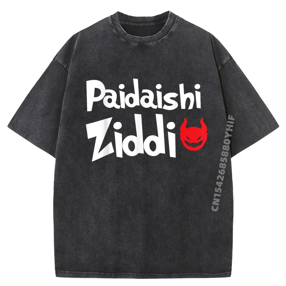 

Paidaishi Ziddi Desi Meme South Asian Indian Humor Men Clothing Graphic Camisetas Vintage Washed Shirt