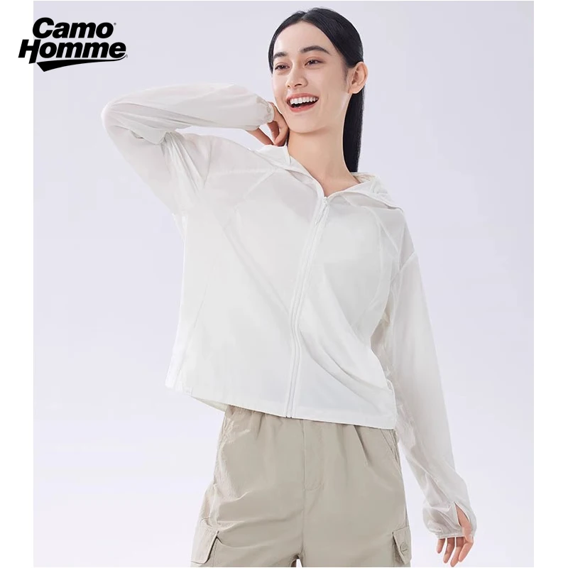 ฤดูร้อนป้องกันรังสียูวีเสื้อผ้าผ้าไหมน้ําแข็งครีมกันแดดแจ็คเก็ตระบายอากาศกลางแจ้ง Upf 50 + ครีมกันแดดผิวแห้งเร็วแสงและบางเสื้อผ้า