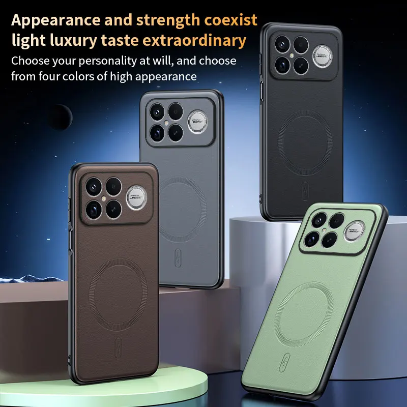 Luxury Soft Silicone Leather Case For Xiaomi Poco F6 F7 F8 Ultra X6 X7 X8 Pro Max Full Lens Protection Magnetic Charging Cover view 3