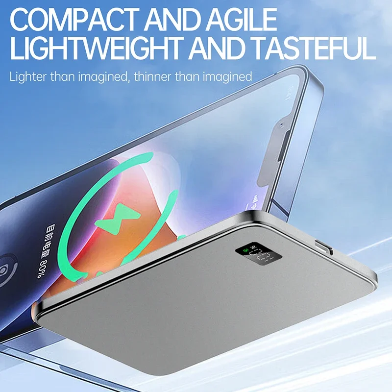 شهادة Xiaomi 3C 500000mAh قوة البنك MagSafe المغناطيسي اللاسلكي شحن سريع المحمولة شاحن بطارية رقيقة جدا آيفون