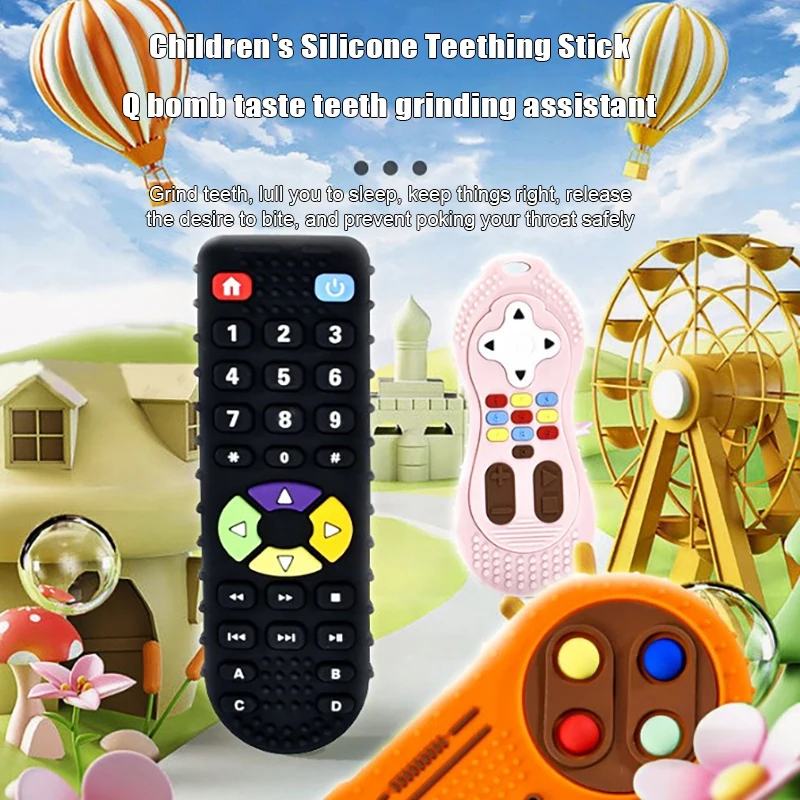 Silicone Baby Teether TV Remote Control Shape Teether   Pain Relief Teething Toy Kids Sensory Educational Toy