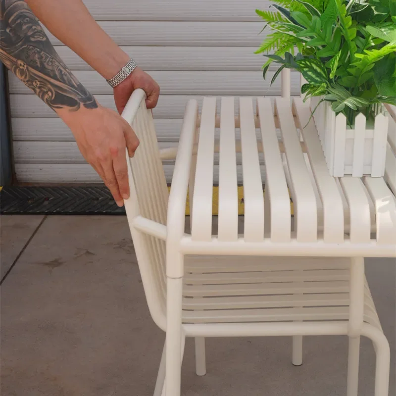 Outdoor leisure table and chair garden open-air wrought iron strip table milk tea cafe outdoor balcony three-piece combination