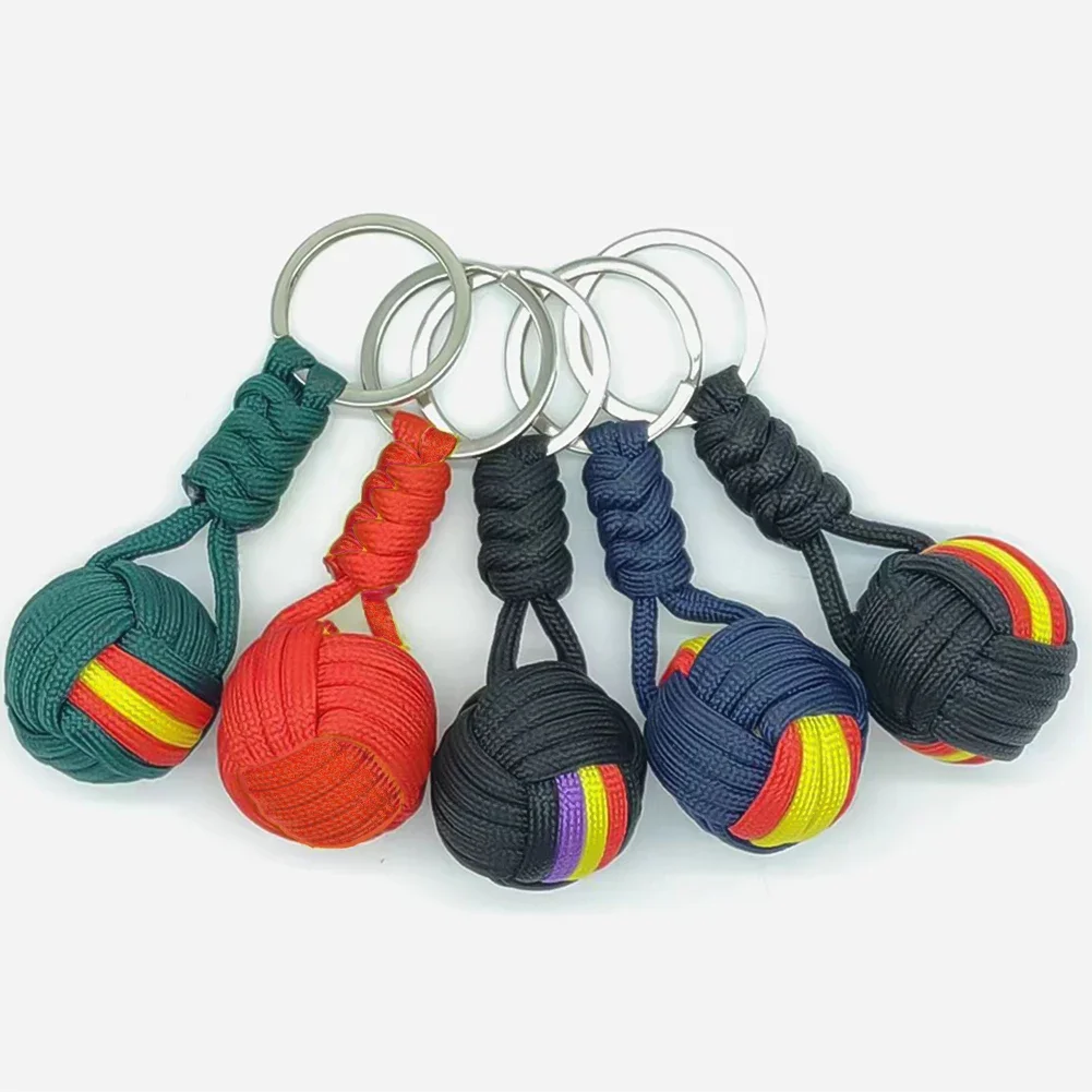 Outdoor Umbrella Rope Weaving Key Ball Outdoor Self-defense Tool Steel Ball Seven Core Umbrella Rope Keychain Weaving Ball