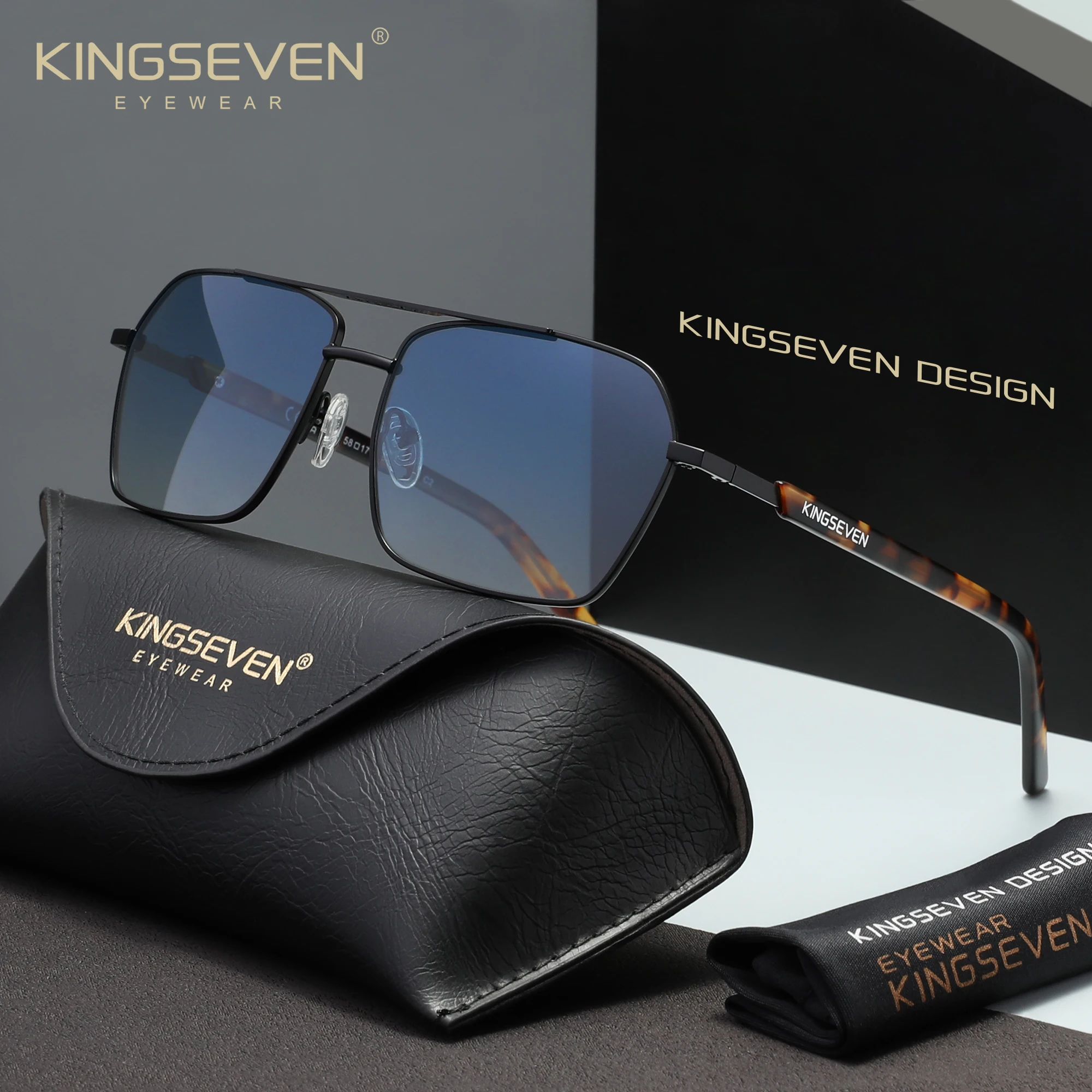 

KINGSEVEN модные солнцезащитные очки в большой оправе, повседневные женские и мужские поляризационные квадратные алюминиевые очки UV400, очки для вождения на открытом воздухе