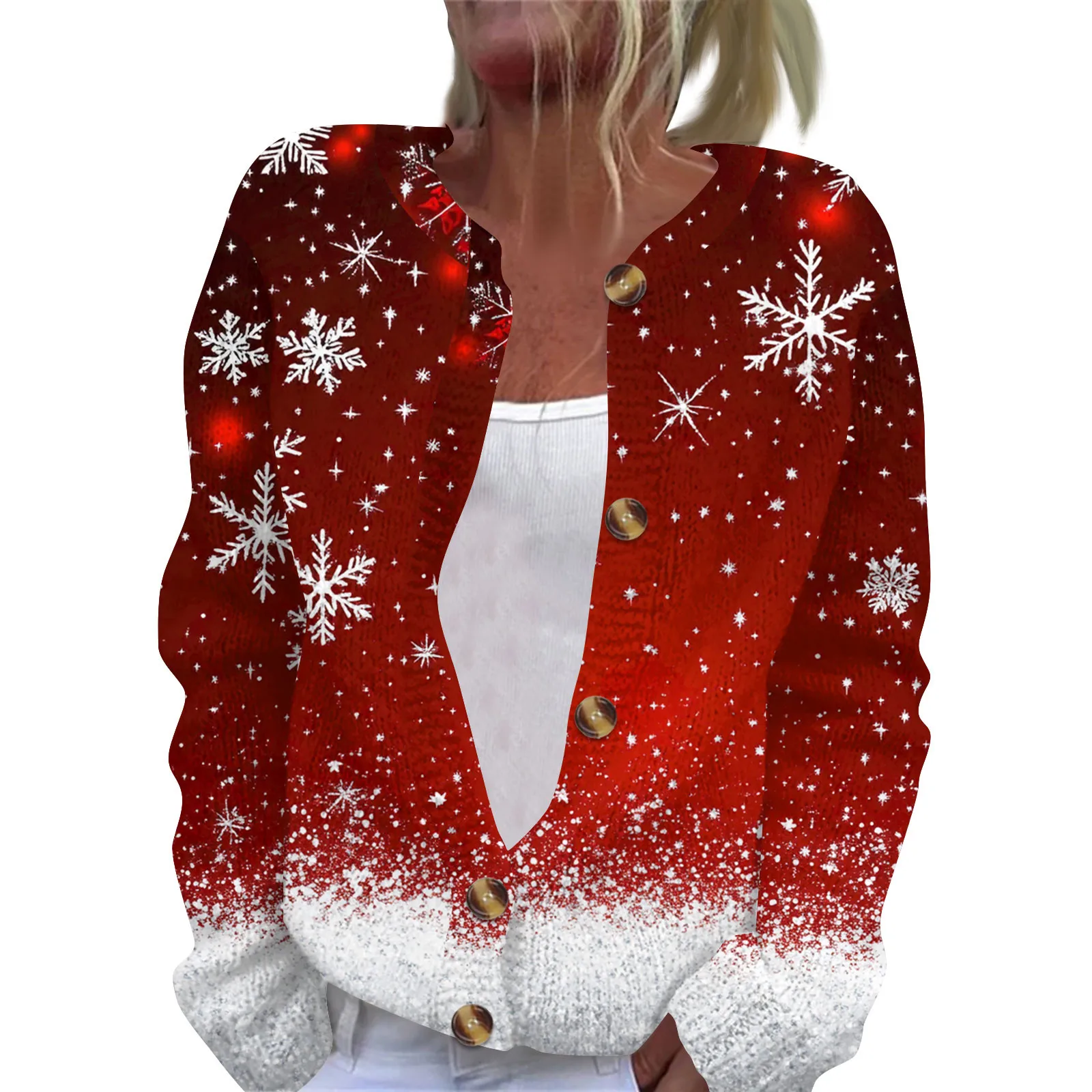 

Christmas Sweater Women'S Knitted Cardigan Open Outerwear New Fashion Print Arrival China Dropshipping Available Wholesale