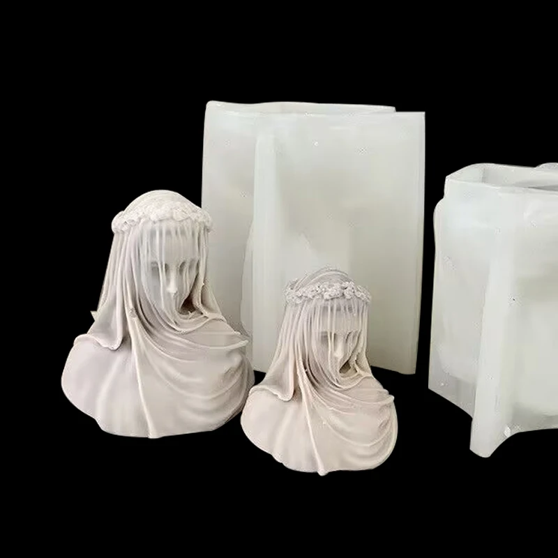 Veil Goddess Aromatherapy Candle Silicone Mold Goddess Statue Aromatherapy Gypsum Decoration Mold