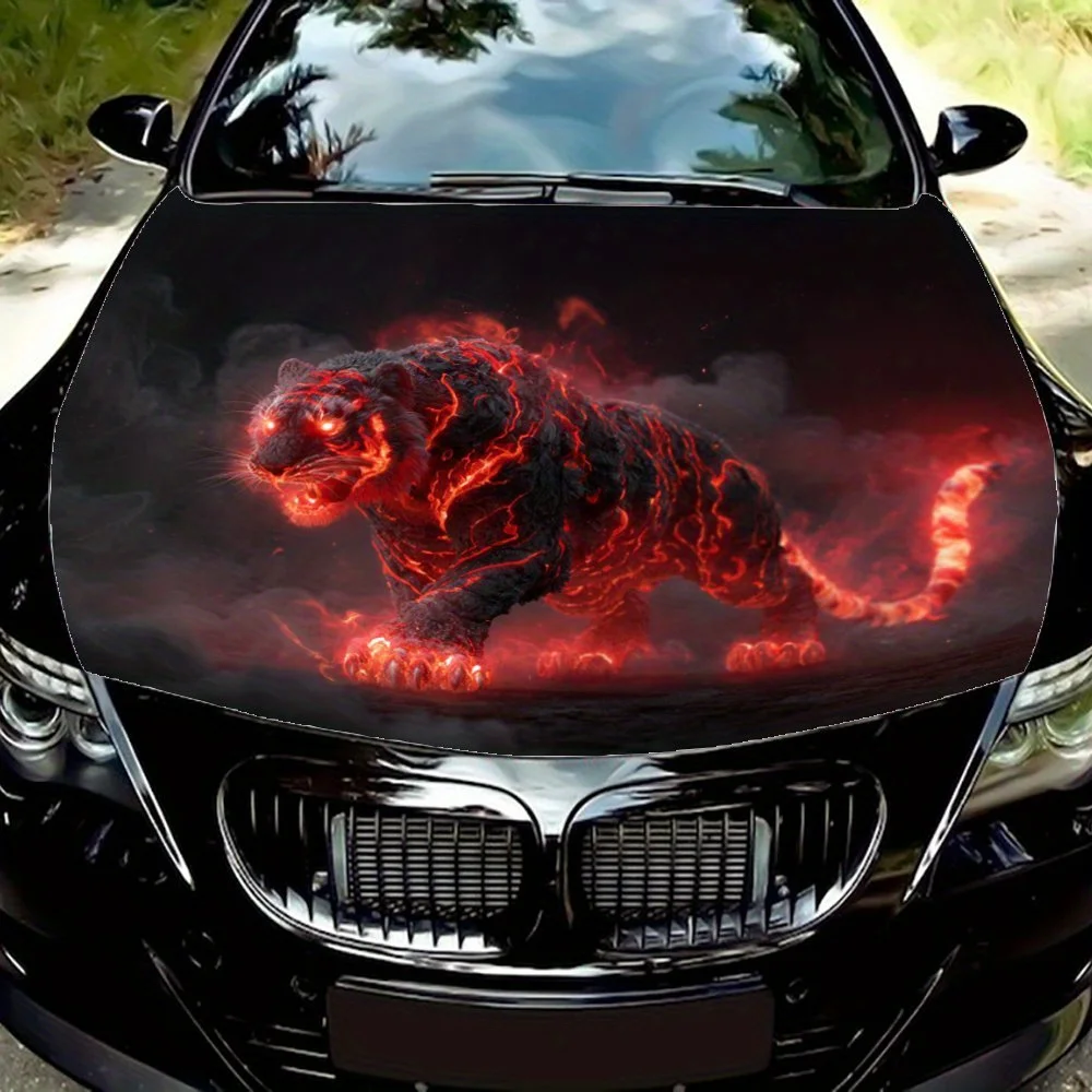 

Виниловые наклейки на капот автомобиля в форме лавового тигра, персонализированная модифицированная автомобильная пленка «сделай сам», самоклеящиеся износостойкие наклейки, C