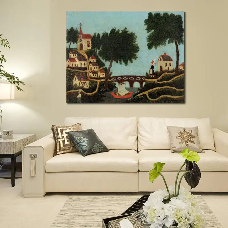 

Artwork for Home Landscape with Bridge Henri Rousseau Paintings Hand Painted High Quality