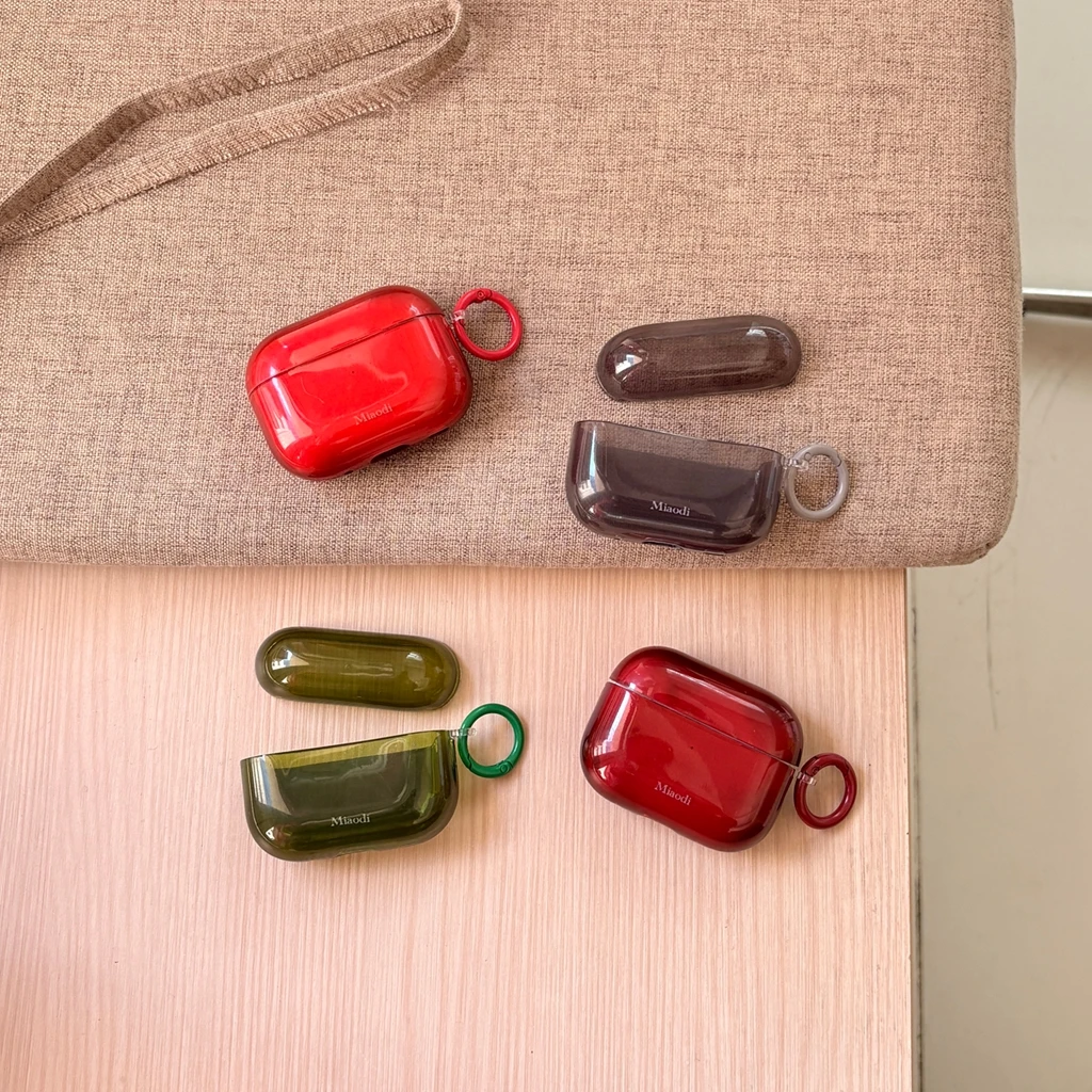 Advanced Minimalist Solid Color Translucent Hook Earphone Case Cover for AirPods 1 or 2 3 4 Pro 2 Pro 3