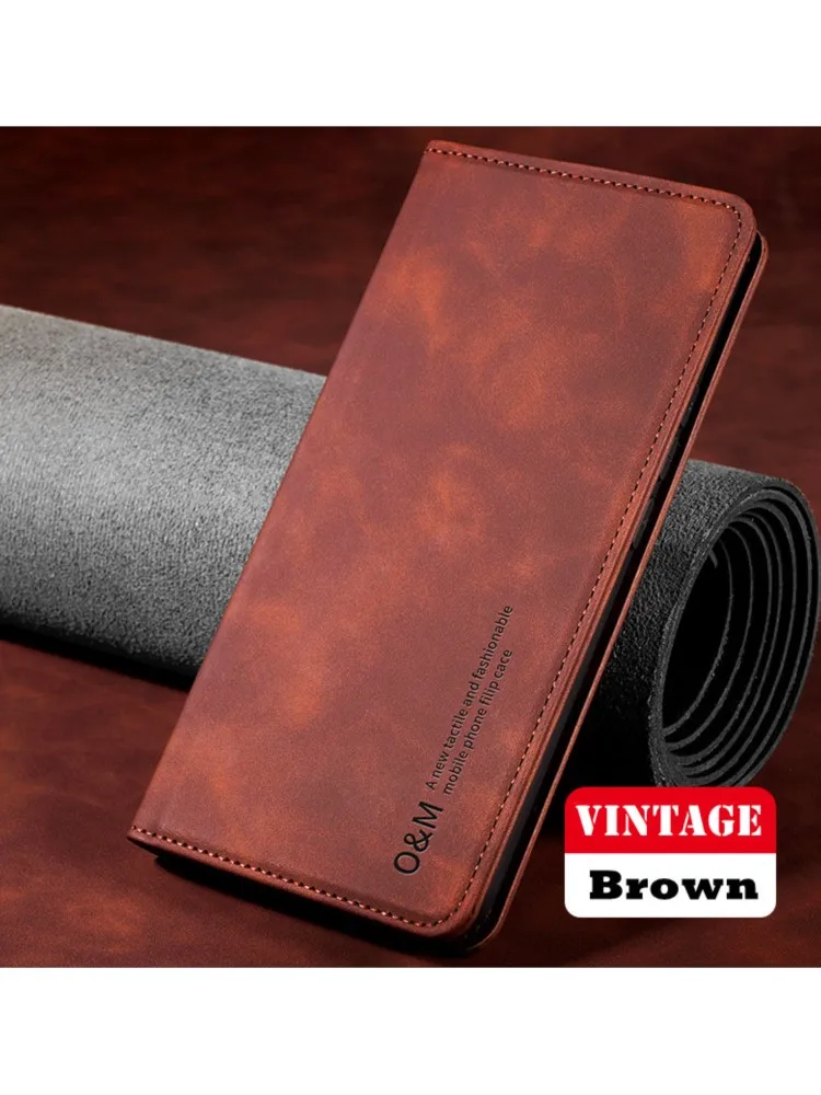 Vintage Ledertasche für Xiaomi Poco F8 F7 Ultra F6 F5 Pro X6 X7 Pro Stand Flip Wallet Cover Kartensteckplatz und Magnetschnalle