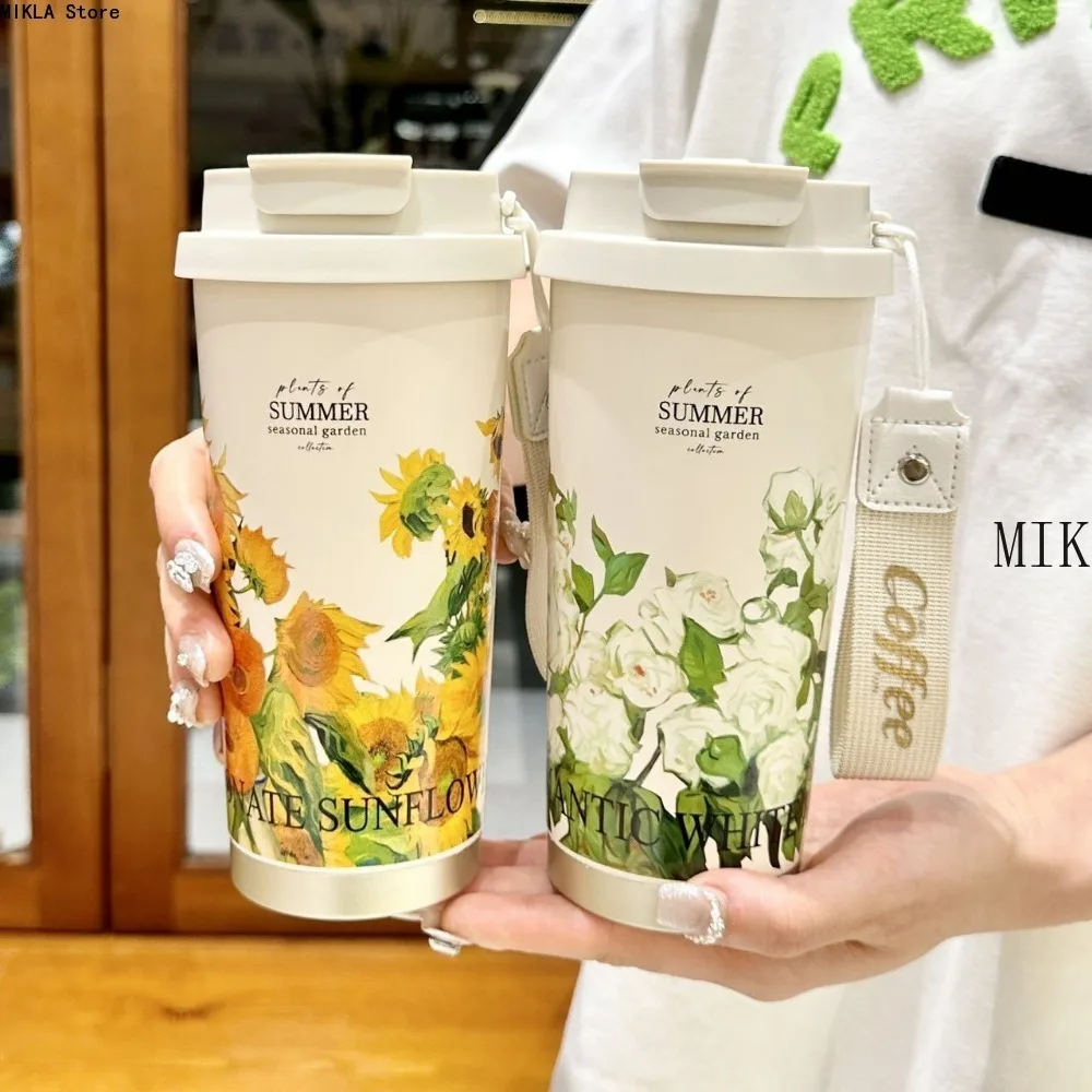 500ml Stainless Steel Double Wall Vacuum Insulated Travel Mug with Handle/Portable Thermal Cup, Coffee Tumbler Termos Cup
