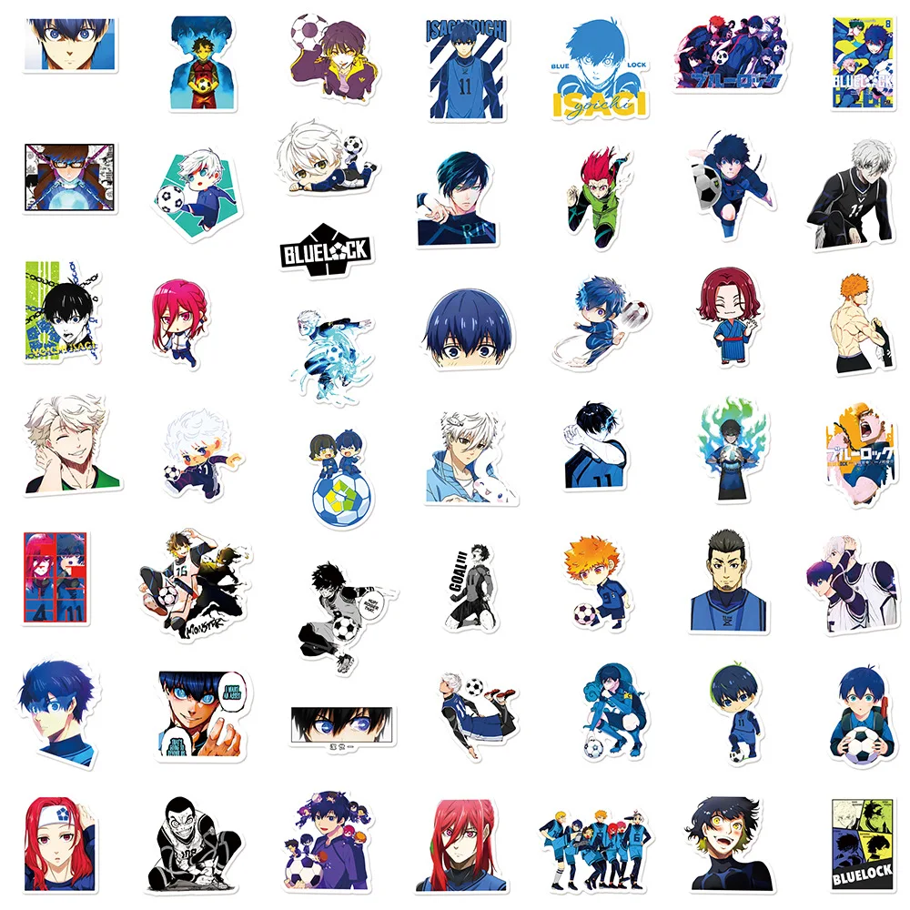 10/50PCS Bluelock Cartoon Stickers Cool Football Animation Sticker Luggage Fridge Laptop Guitar Car Bike Skateboard Decals Toy