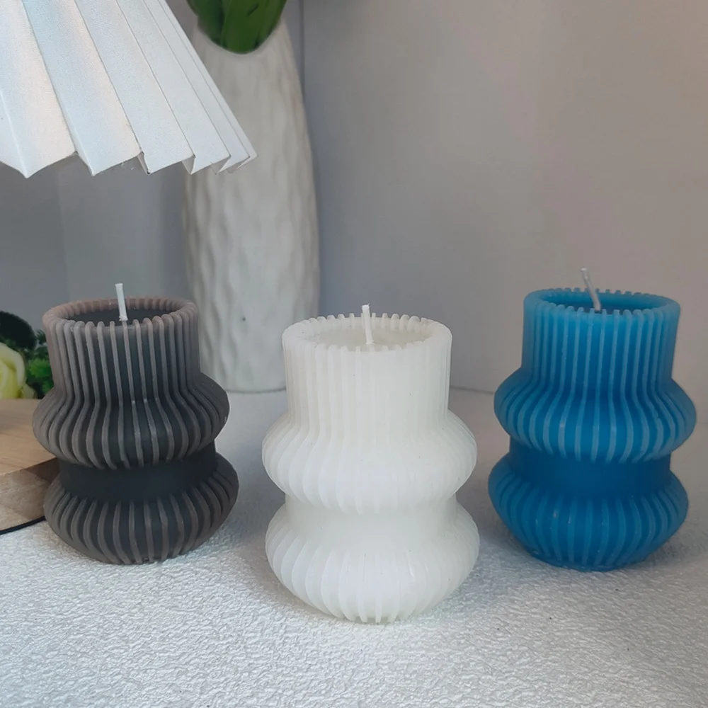 

1Double layered circular striped pillar shaped aromatherapy candle aromatherapy Wedding Birthday Candles Party Home Decoration