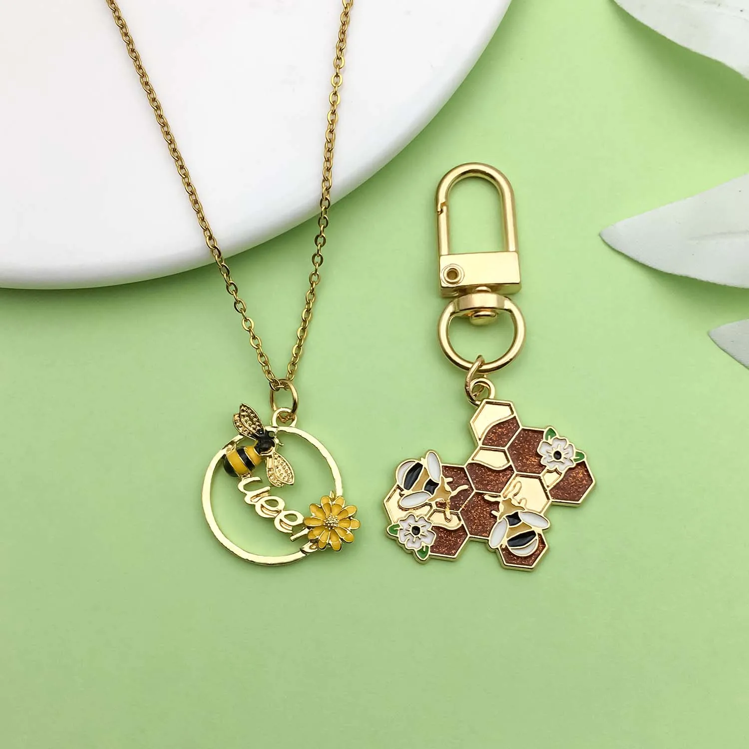 10/12pcs Enamel Bee, Flower, Honeycomb Charms Alloy Insect, Plant Pendants for DIY Bracelet Necklace Jewelry Making Accessories
