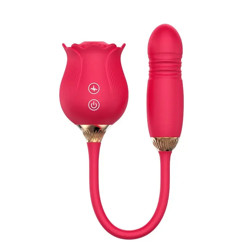 Rose-Sucking Vibrator for Women Clit Clitor Stimulator G Spot Thrusting Dildo Vibrating Female Masturbator Massage Adult Sex Toy