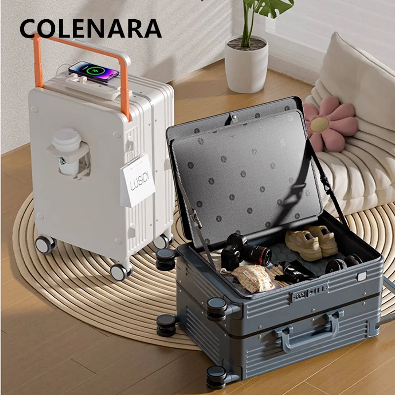 COLENARA Großer Koffer aus ABS+PC, Bordgepäck, Studenten-Trolley, Damen-Kombikoffer, 20/24/26/28 Zoll Reisegepäck