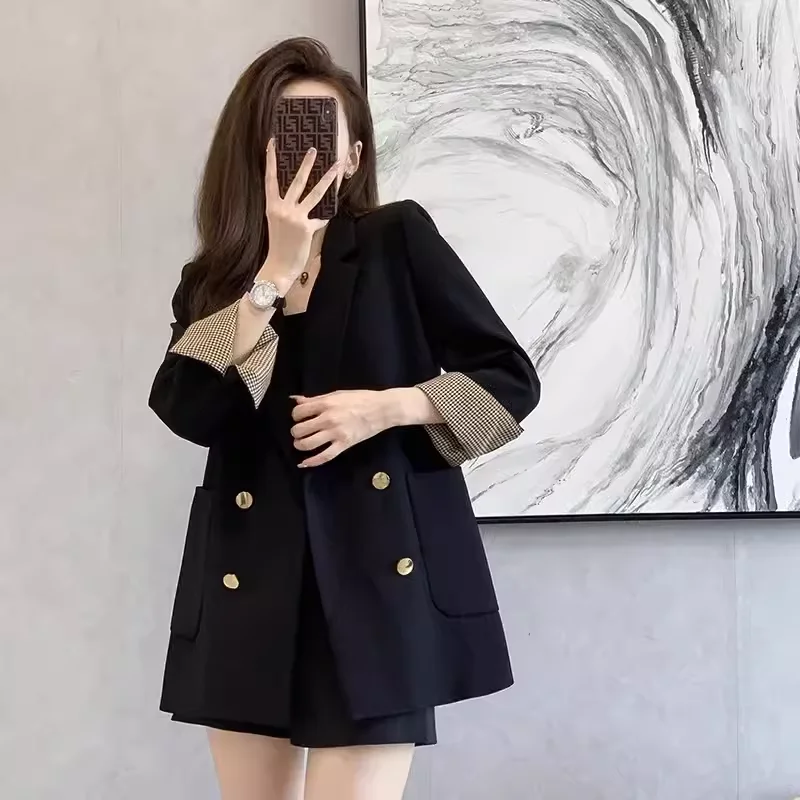 

UNXX 2024 Early Spring/Autumn New Casual Suit Jacket for Women Petite High Fashion Korean Style Black Suit Design High Quality