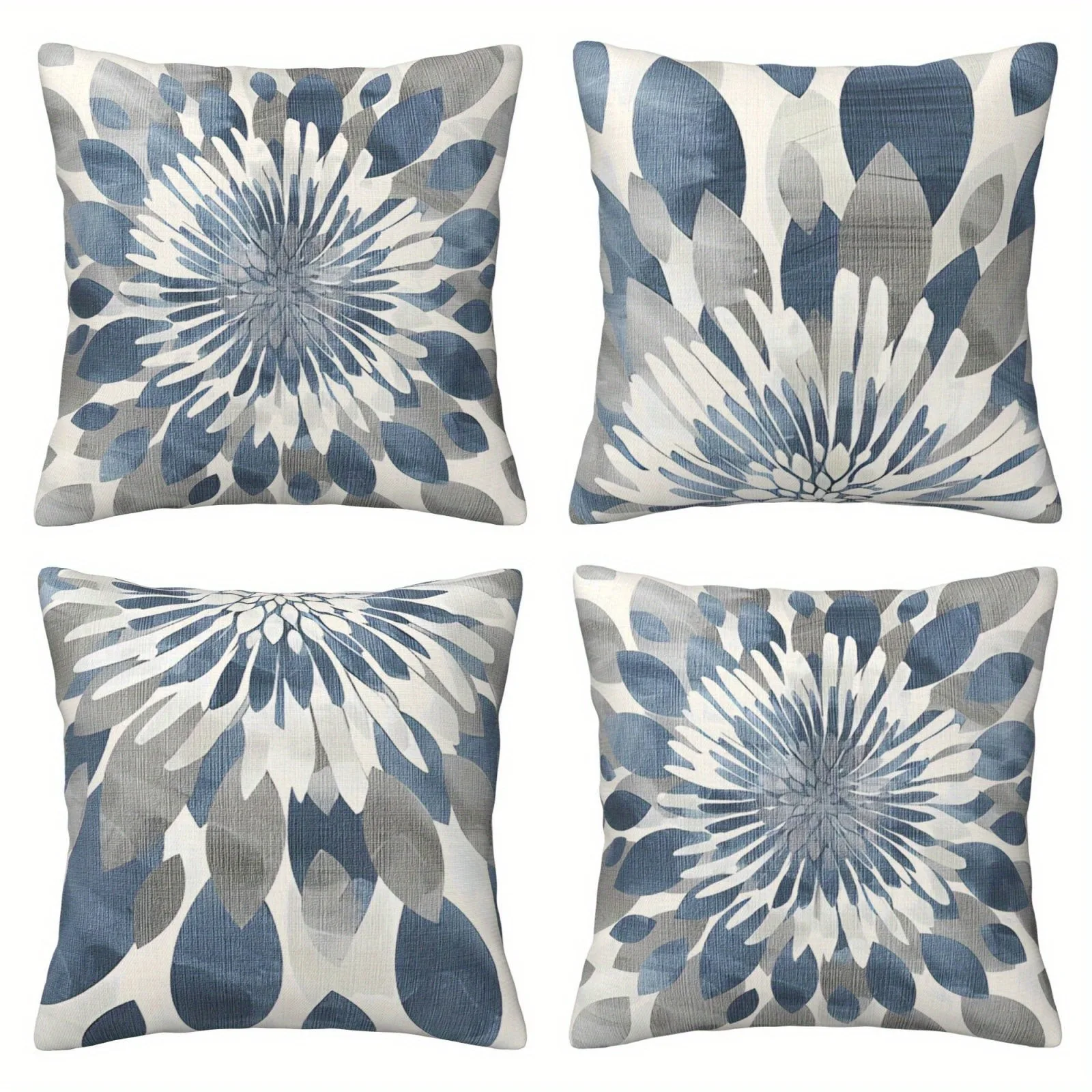

Blue and White Floral and Slogan PillowcaseBedroom Living Room Sofa Home Decor Polyester Cushion Cover with Zipper