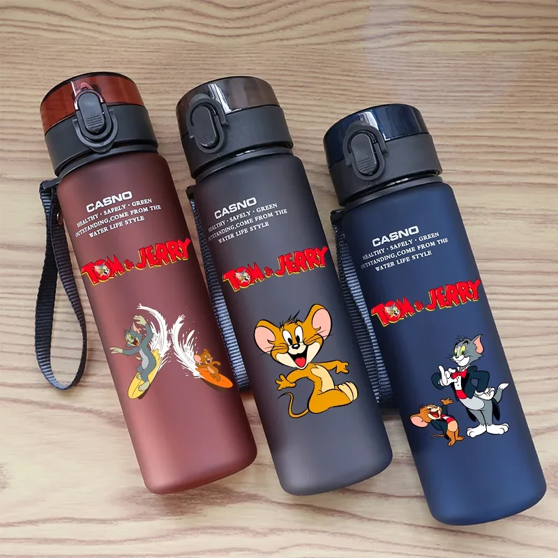 560ML Tom and Jerry Outdoor Sports Travel Water Bottle Cartoon Large Capacity Portable Water Cup Children's Festival Gift