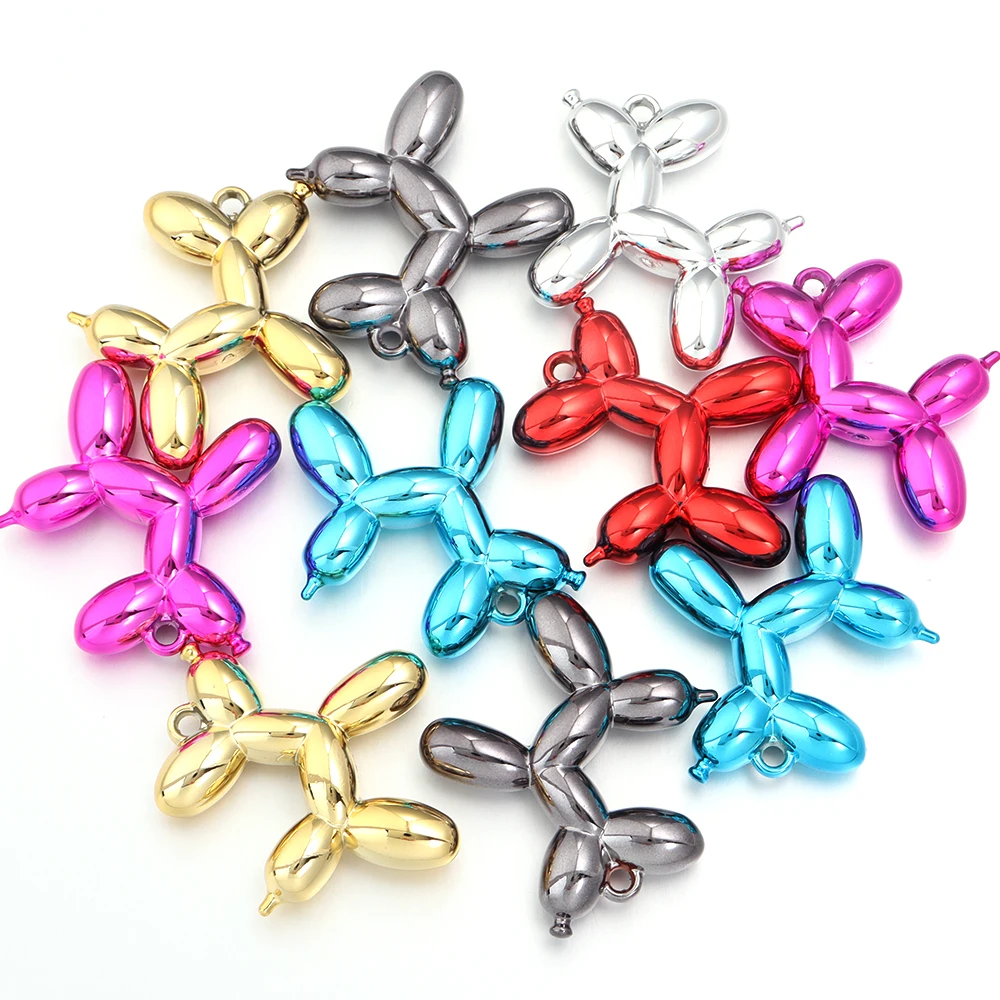 

DC 5PCS 46x50mm Fluffy Balloon Dog Shape Acrylic Pendant Charms Pendant For Bracelet DIY Necklace Jewelry Accessories Making