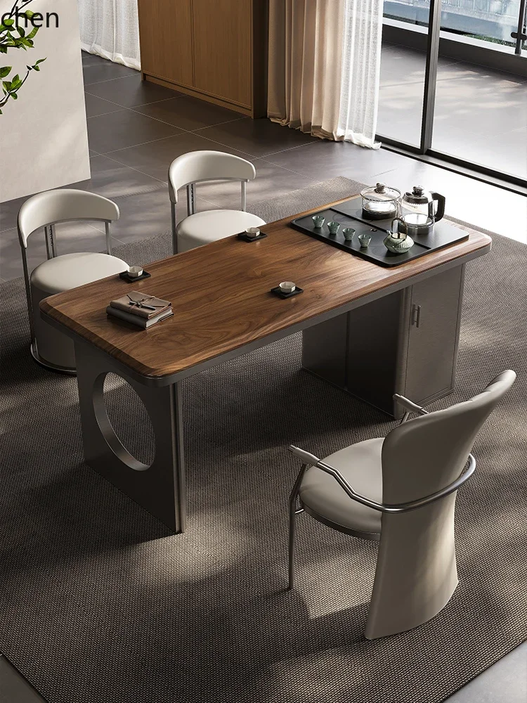 balcony solid wood tea table tea table and chair combination office tea table