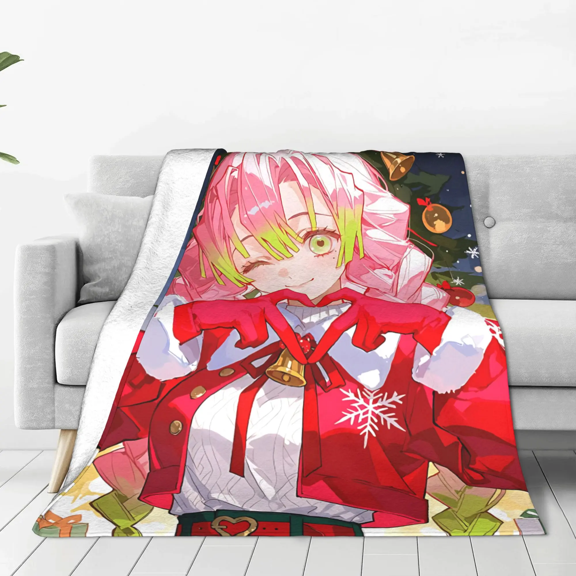 1PC home Cutecore Christmas Demon Slayer  Blanket Super Cosy Plush Home Living Room Sofa halloween