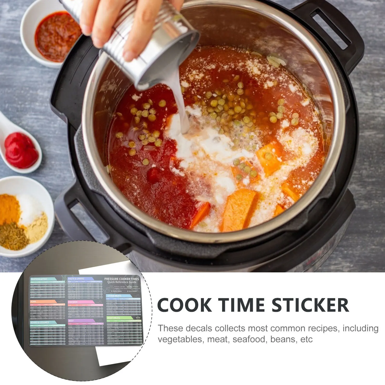 

Pressure Cooker Magnetic Stickers 2 Sheets Cooking Timetable Refrigerator Decor Coated Paper Kitchen Gadgets Gifts Ideas