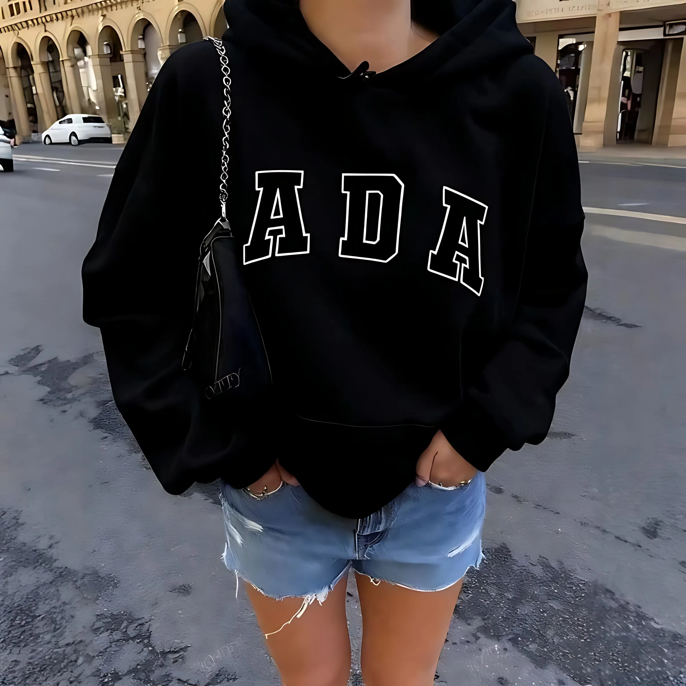 

The new Spring and Autumn 2025 maternity hooded sweatshirt is a casual and fashionable letter-printed pullover