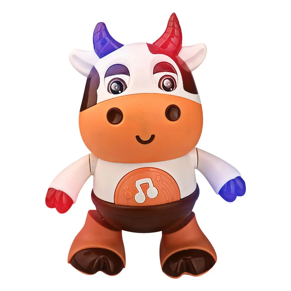 

Музыкальная светящаяся корова: электрическая игрушка-животное для детей с мигающими огнями, функцией ползания и танцевальным режимом для обучения малышей