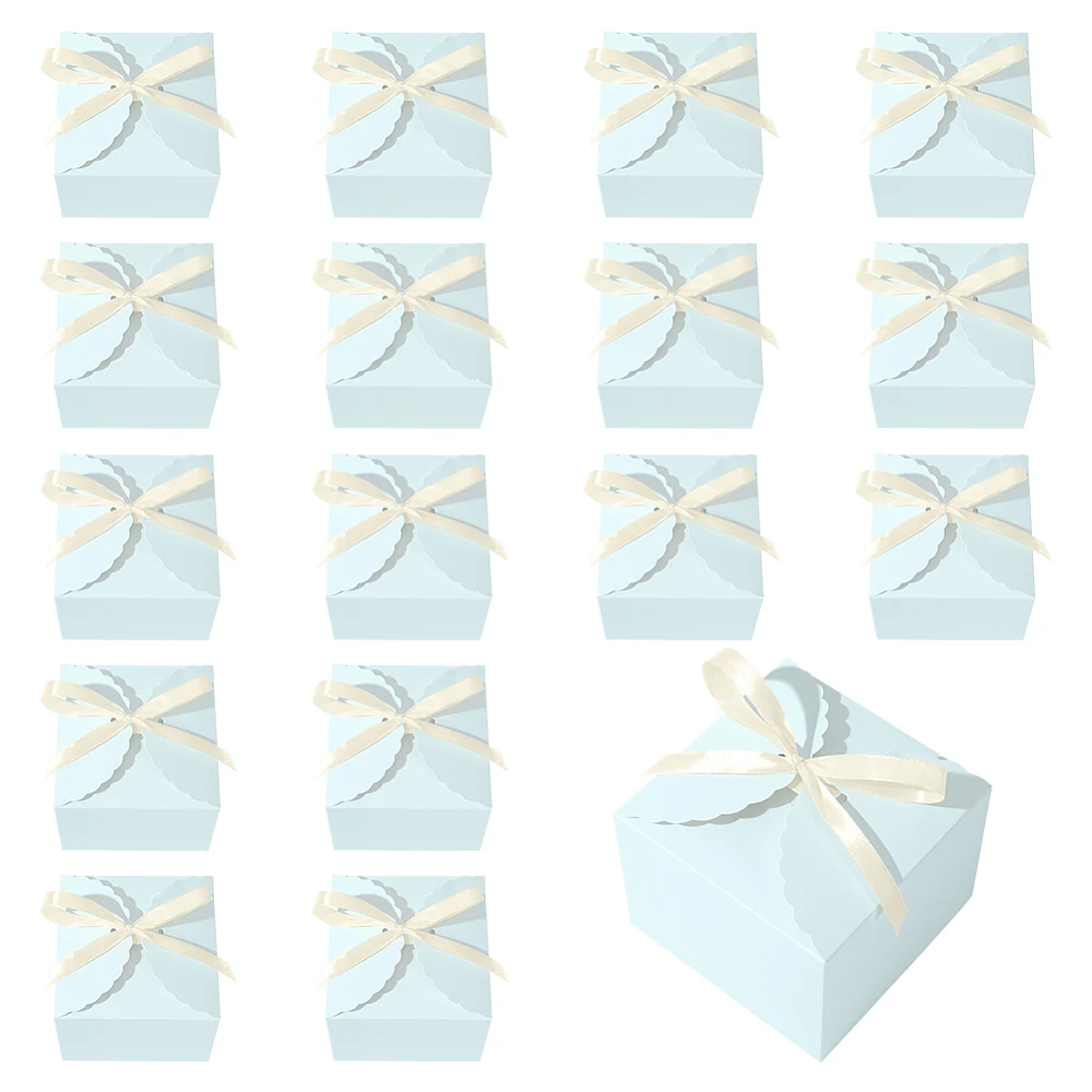 20PCS Square Gift Boxes 4.72x4.72x3.54inch Foldable Gift Box Green Paper Present Boxes Party Treat Box with Ribbon