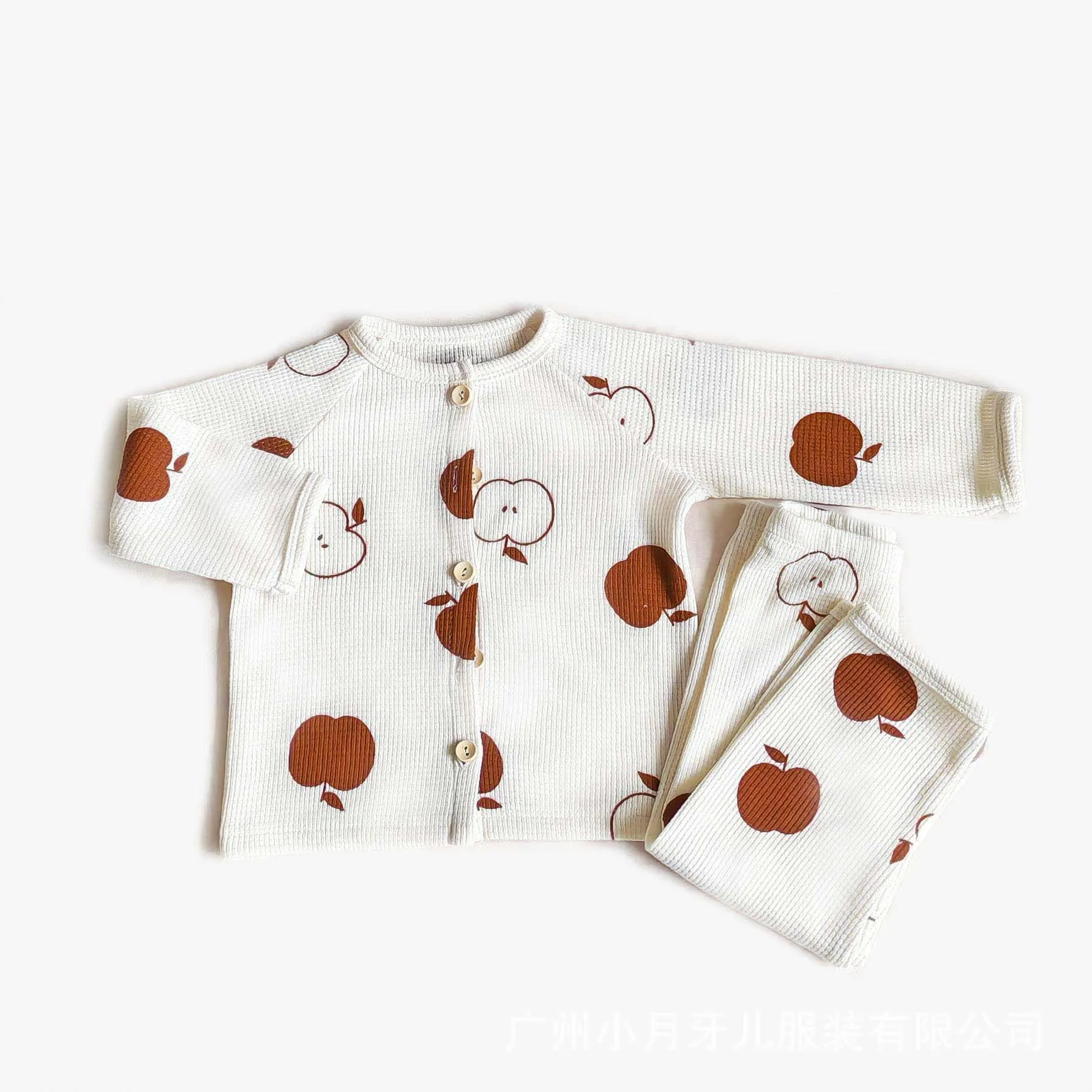 Autumn Cotton Kids Pajama Sets Print Children\'s Home Clothes Sets Waffle Boys Girls Tops Pants 2Pcs Children\'s clothing