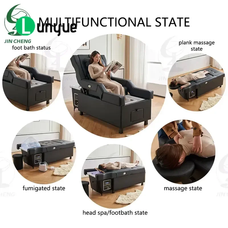 Adjustable Electric Backrest Lifting Shampoo Chair Foot Bath Thai Massage Head Treatment Bed for Spa Beauty Care