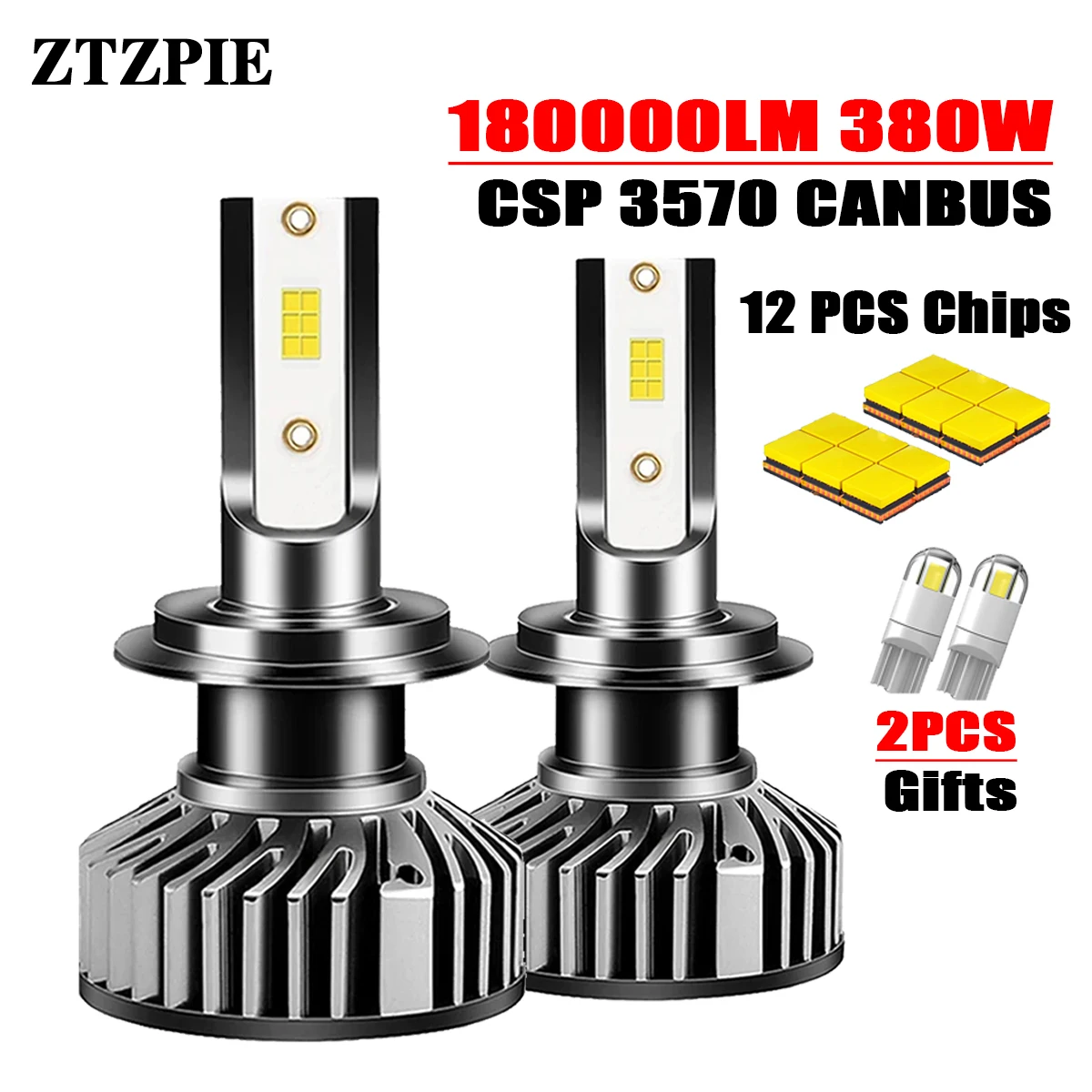 ZTZPIE 6000K HB3 HB4 9005 9006 H1 H7 H4 H11 9012 Bulb Canbus Led Lamp 280W 180W CSP 3570 Car Headlight Fog Light 380W 180000LM