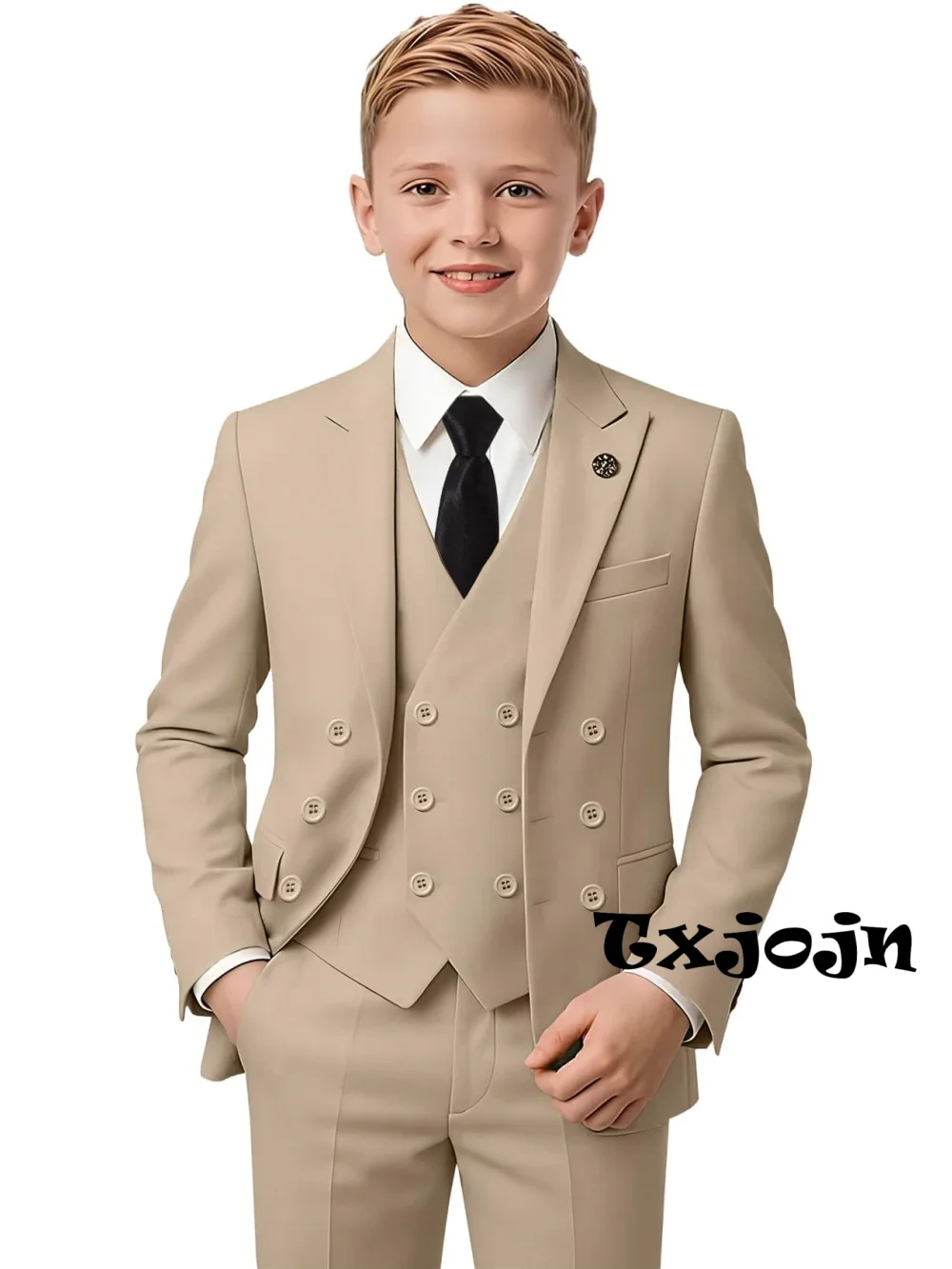 

Новая горячая распродажа, приталенный смокинг для мальчиков, комплект из 3 предметов, одежда для выступлений на фортепиано, двубортный детский костюм, комплект для банкета, вечеринки, наряд больших размеров