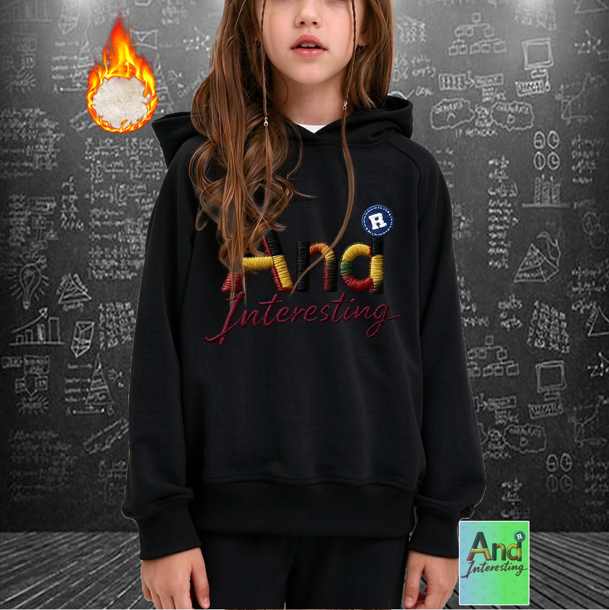 Girls Hoodie Letter Interesting Heat Transfer Printed Casual Streetwear 3-14Y Kids Hooded Sweatshirt For Daily School Outings