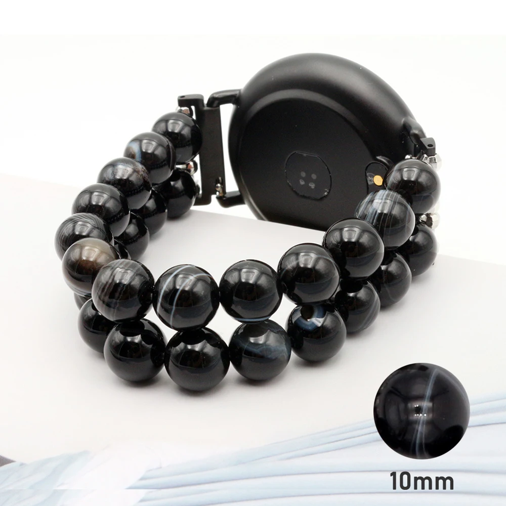 20mm Women Men Watch Band for Samsung Galaxy Watch 7/ FE/ 6 Classic/ 5/ 5 Pro/ Watch 4 Strap Agate 10mm Beads Bracelet Strap